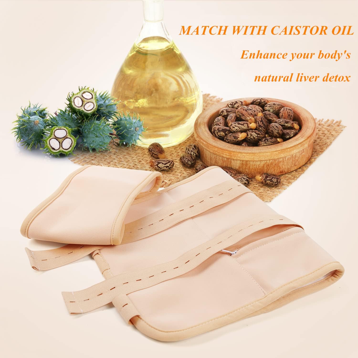 HANNEA Castor Oil Pack Kit for Liver Detox and Thyroid with Zipper Pocket | Reusable Organic Wraps