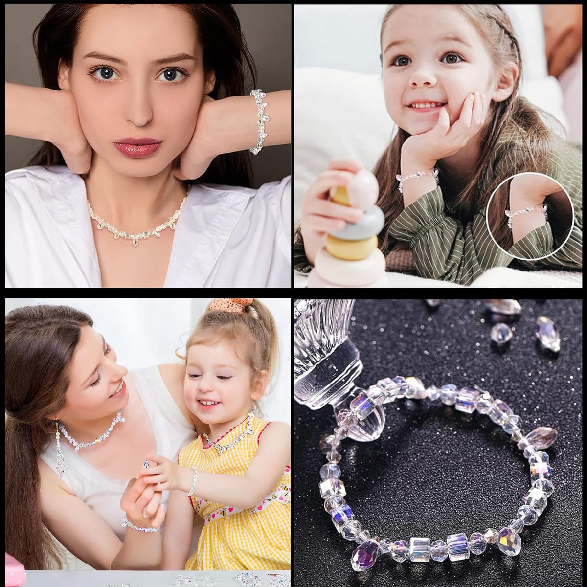 SANNIDHI Glass Crystal Beads Set for Jewelry Making with 600pcs Faceted AB Finish | DIY Crafts and Bracelet Design