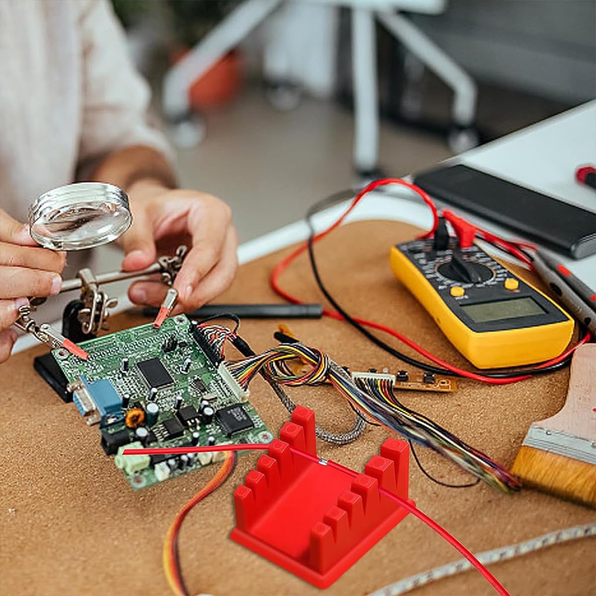 Serplex Welding Soldering Station Cable Holder for 30-12AW Wire with 5 Slots Silicone Base