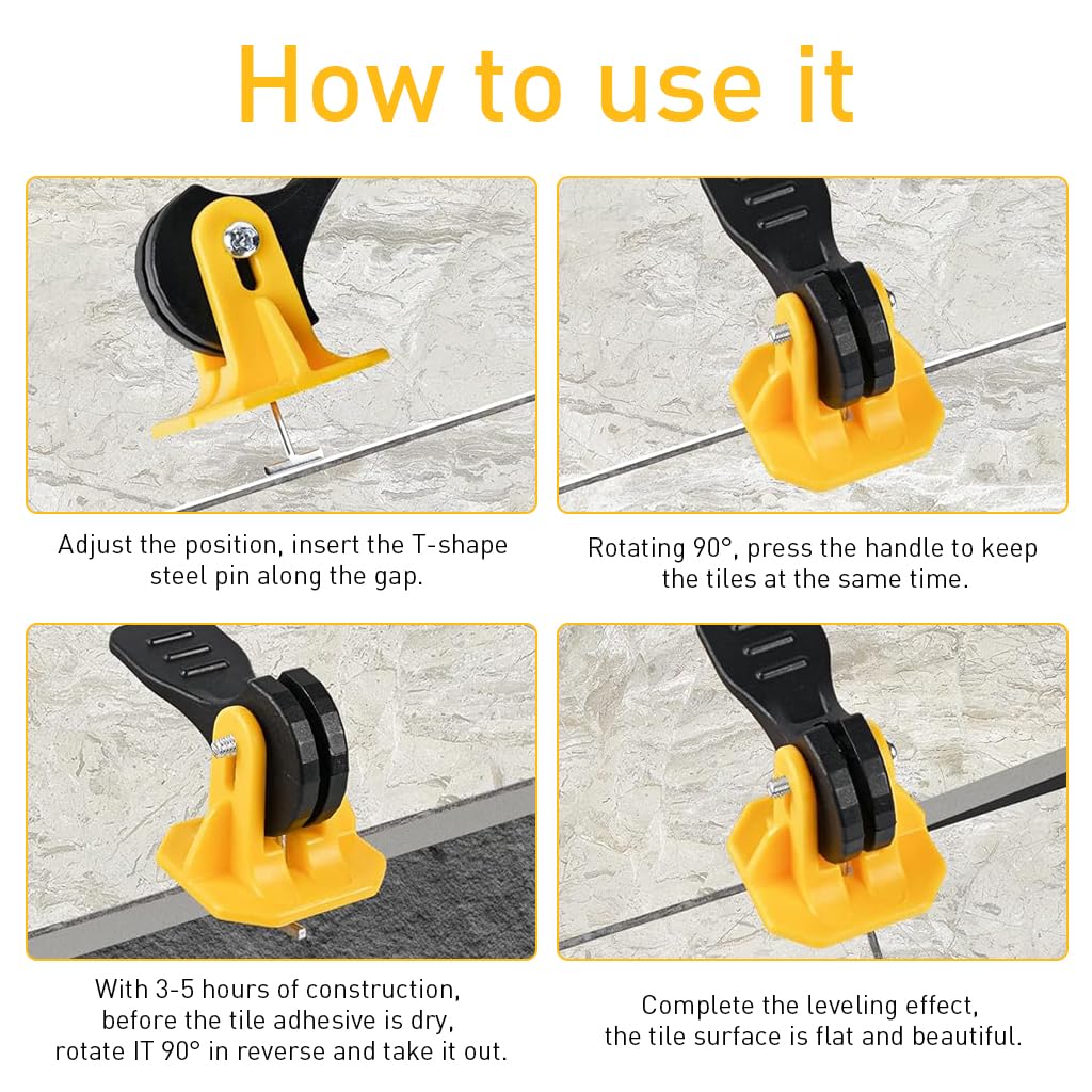 Serplex Tile Leveling Tools Kit 50 Pcs for Floor and Wall Use with T Steel Pins | Reusable