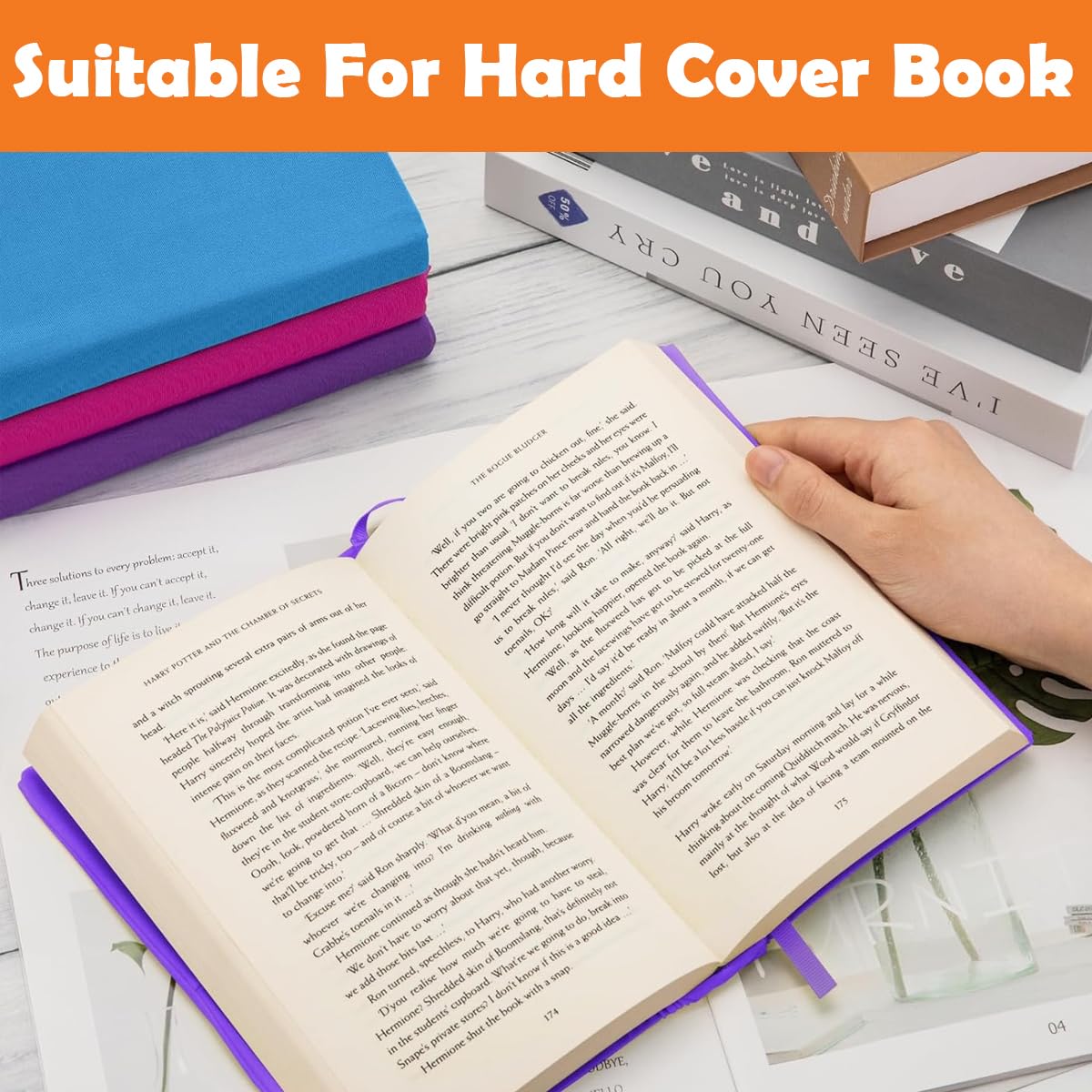Climberty Book Covers for Textbooks and Notebooks with Stretchable Fit 9x14.5 in | Vibrant Color Fabric