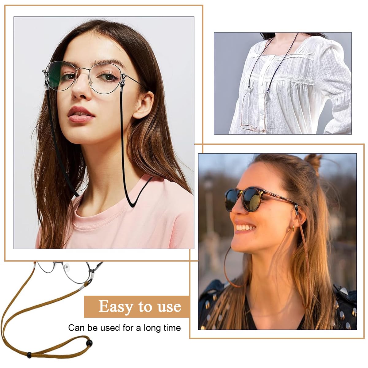 Zibuyu Specs Holder Strap for Women featuring Non Slip Ergonomic Fit 27.56 in Suede Velvet