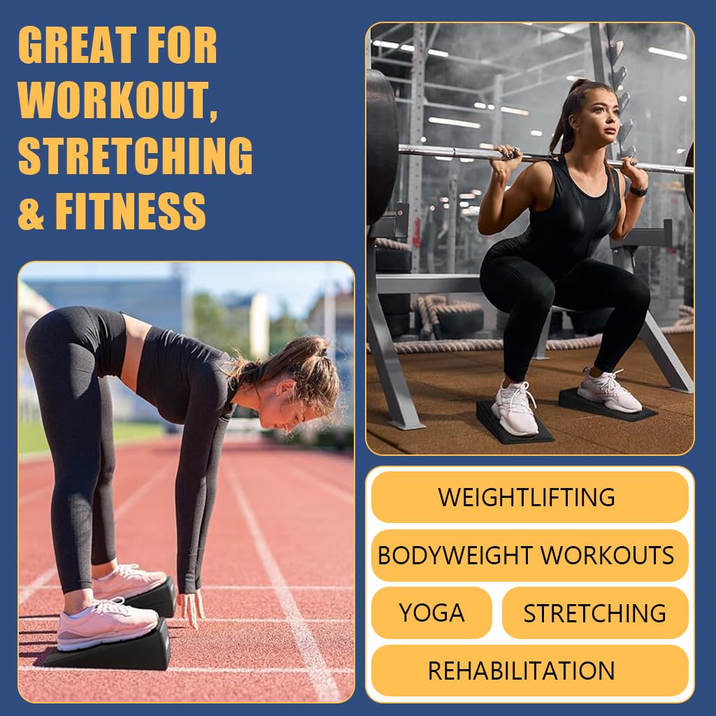 Proberos Squat Wedge Set for Squats and Calf Stretches with Adjustable 1.96–3.93 in Height | Non Slip EPP Wedge Blocks