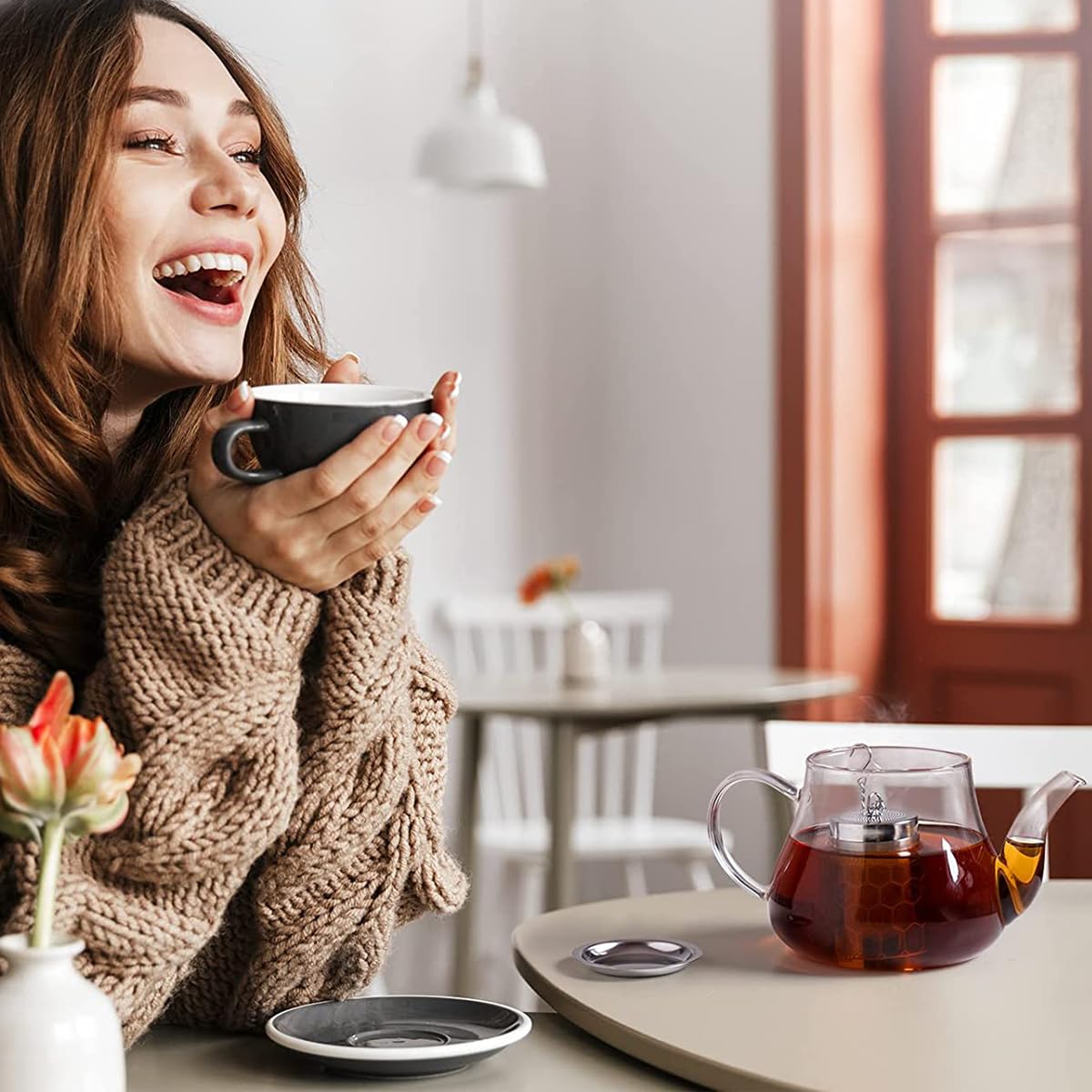 Supvox Tea Infuser for Loose Leaves featuring Fine Mesh Lid and Chain | 2.75 in 304 Stainless Steel