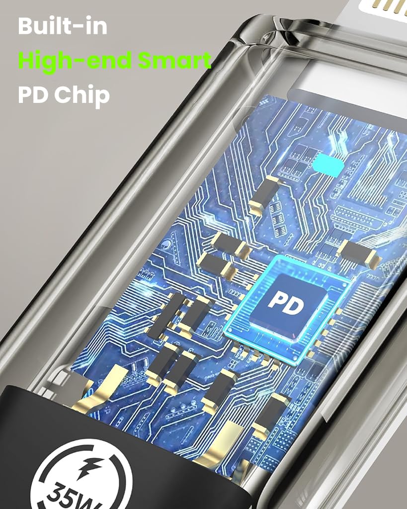 Verilux Type C to Lightning Adapter for iPhone featuring 35W PD Fast Charge and LED Indicator