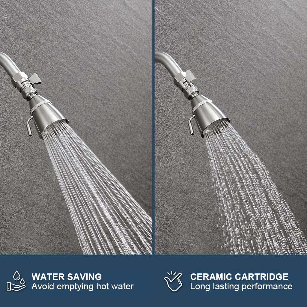 HASTHIP Water Flow Control Valve with 1/2 inch IPS fittings featuring ceramic inner valve | brass brushed nickel shut off for residential and commercial use