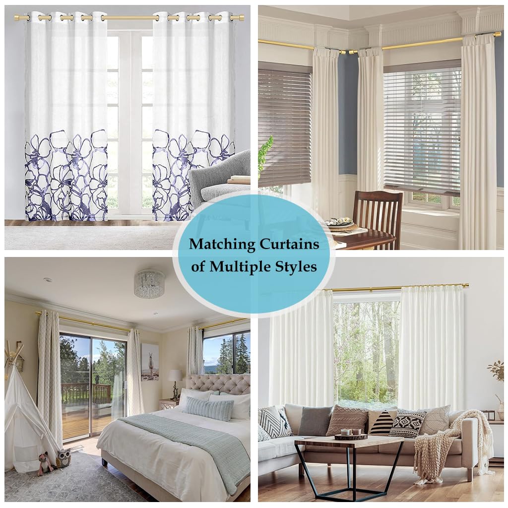 HASTHIP Curtain Rod for Windows 32–84 Inch with Splice Nut Connection | Golden 2PCS Set