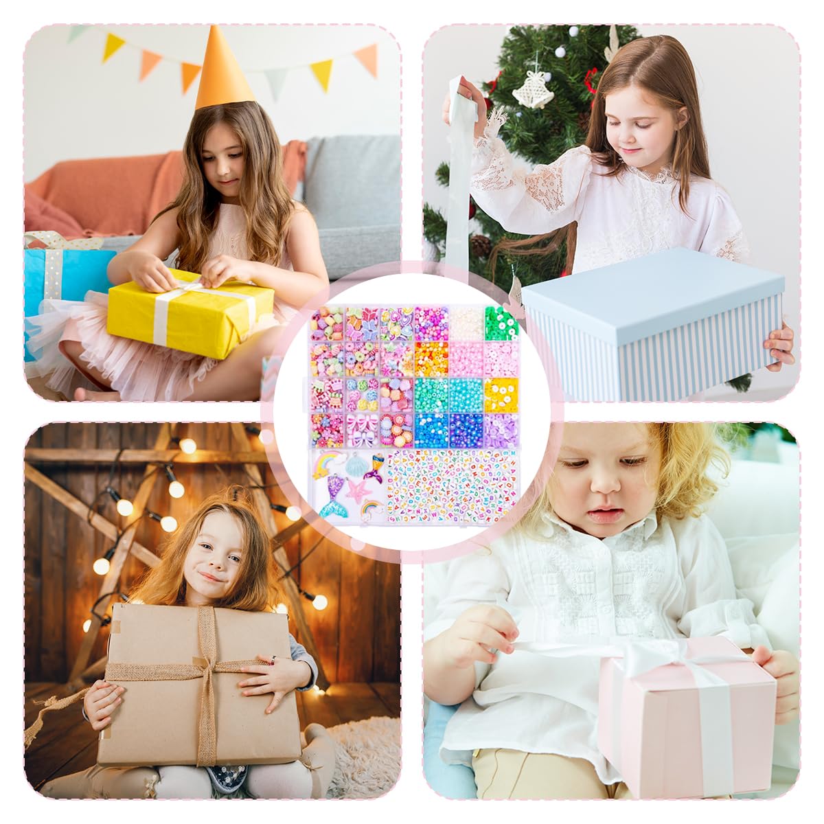 SANNIDHI Bracelet Making Set for Kids with 12 Spacer Bead Styles and Shell Pendants | Creative DIY Jewelry Kit for Girls 7-14 Years