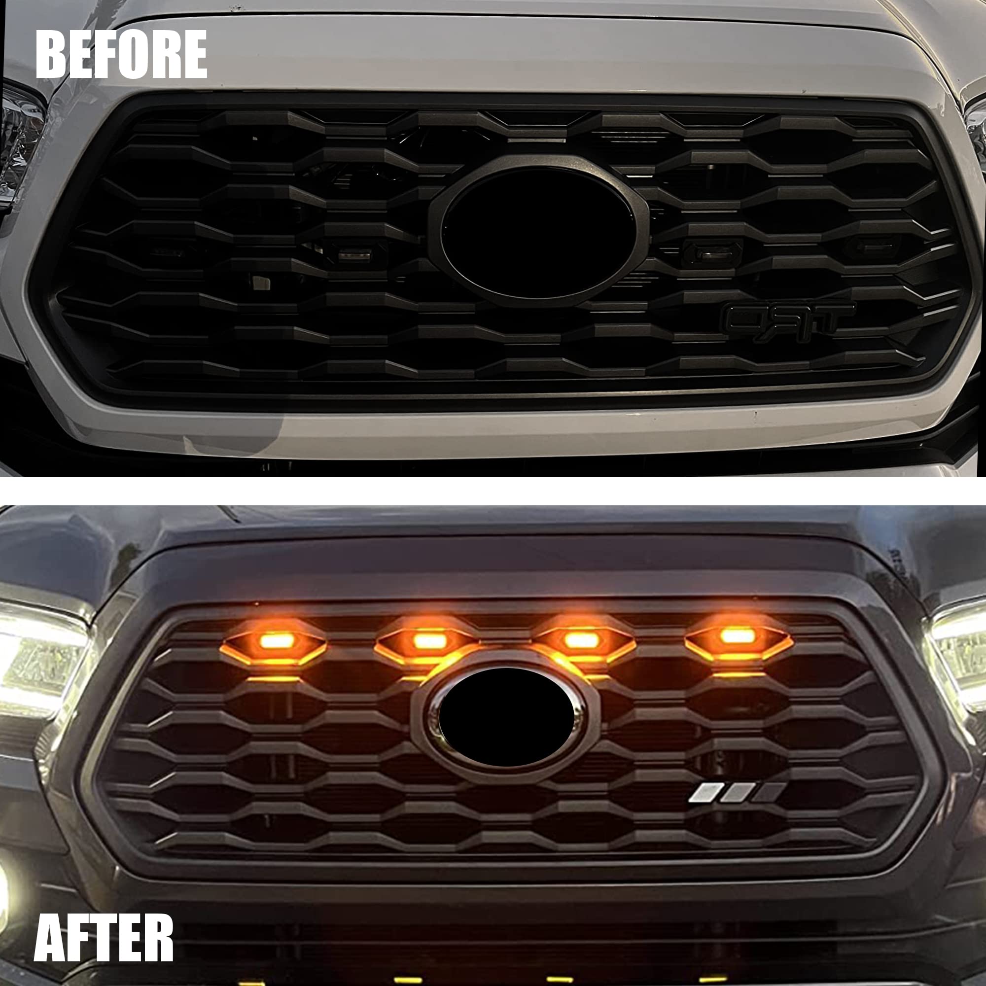 ZIBUYU Universal Car Grill Light for Tacoma featuring 4 Front LED Lamps and IP65 Waterproof Design