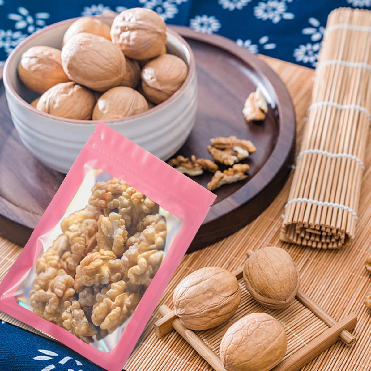 HASTHIP Smell Proof Mylar Bags for Food and Jewelry Storage 100 Pcs 10x18cm | Pink Resealable Ziplock Design