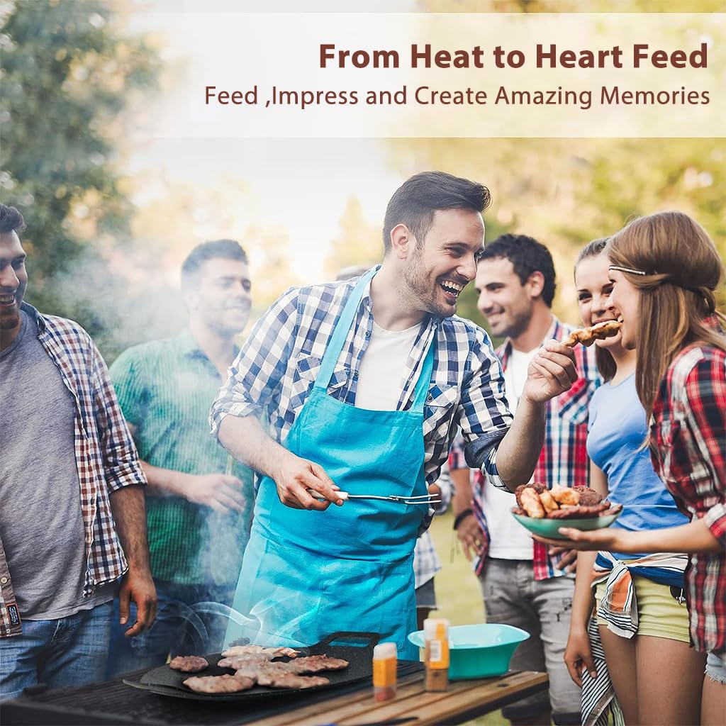 Supvox Round Grill Pan for Home and Outdoor Cooking with Double Handles | 11.8 in Cast Iron Non Stick Surface