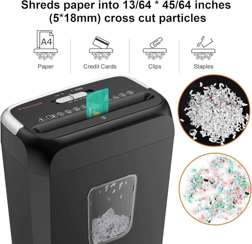 Climberty® Paper Shredder for Home Use, 3.4 Gal Wastebasket, 6-Sheet Crosscut Paper and Credit Card Shredder for Home Office with Handle for Document,Mail,Staple,Clip (C237-B)