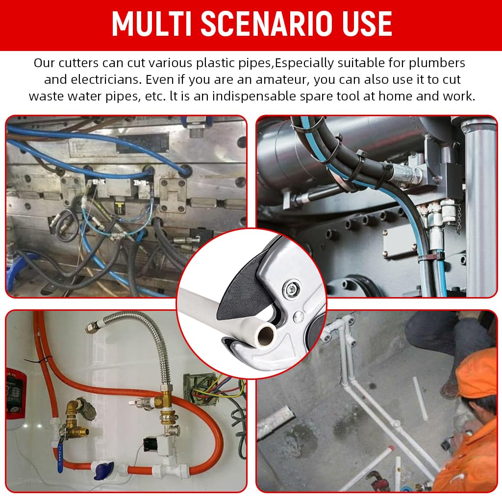 Serplex PVC Pipe Cutter for 1/8 to 1.5 in Tubes with Safety Lock and Ergonomic Handle