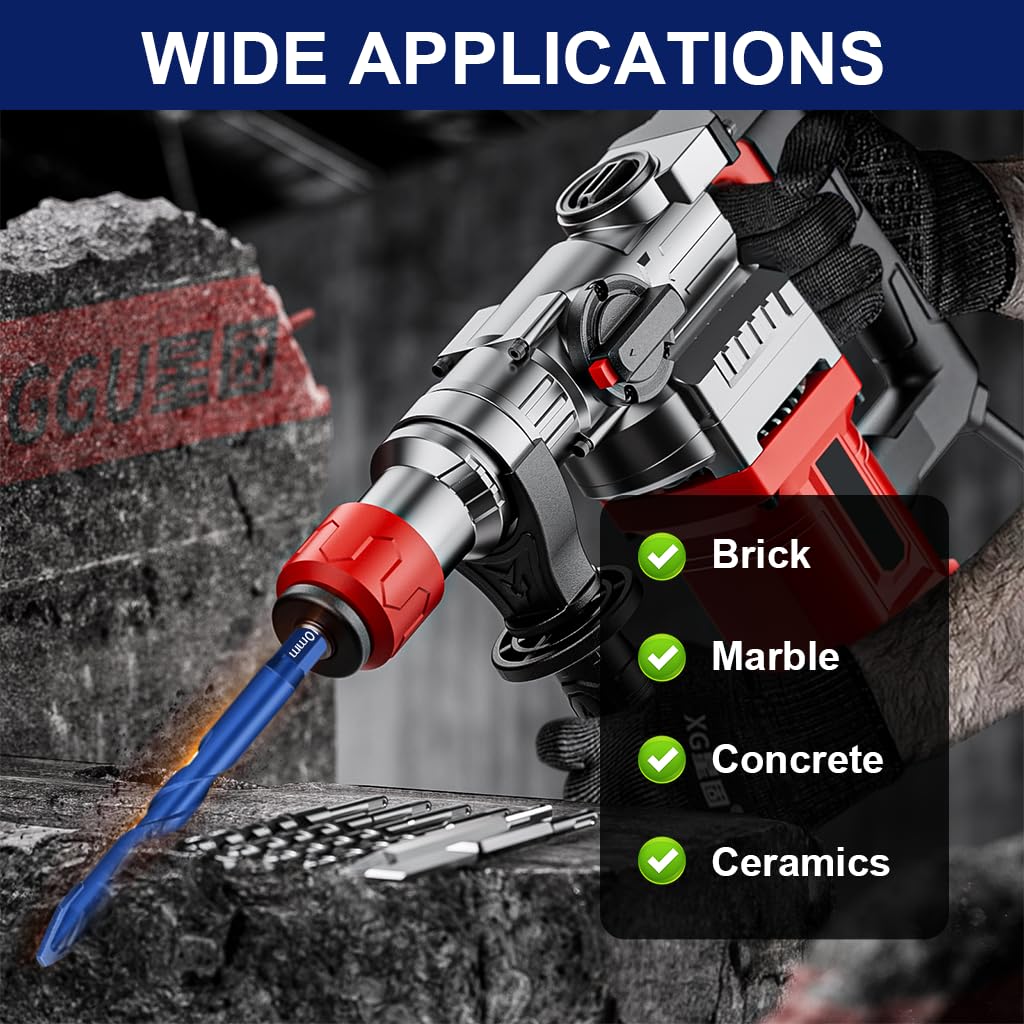 Serplex Drill Bits Set for Glass Marble Cement and Concrete 4Pcs 6mm–12mm with 1/4 inch Hex Shank