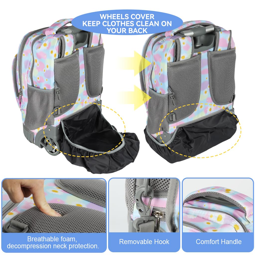 PALAY School Bag Trolley Rolling Backpack for Kids featuring 6 Wheels and Detachable Stand | Ideal for Elementary and Middle School