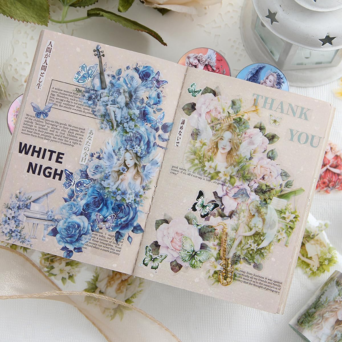 OFIFO Scrapbook Decorative Stickers Gift Set for Journals with 6 Rolls 50mm x 2m PET | Fairy and Angel Themed Decals