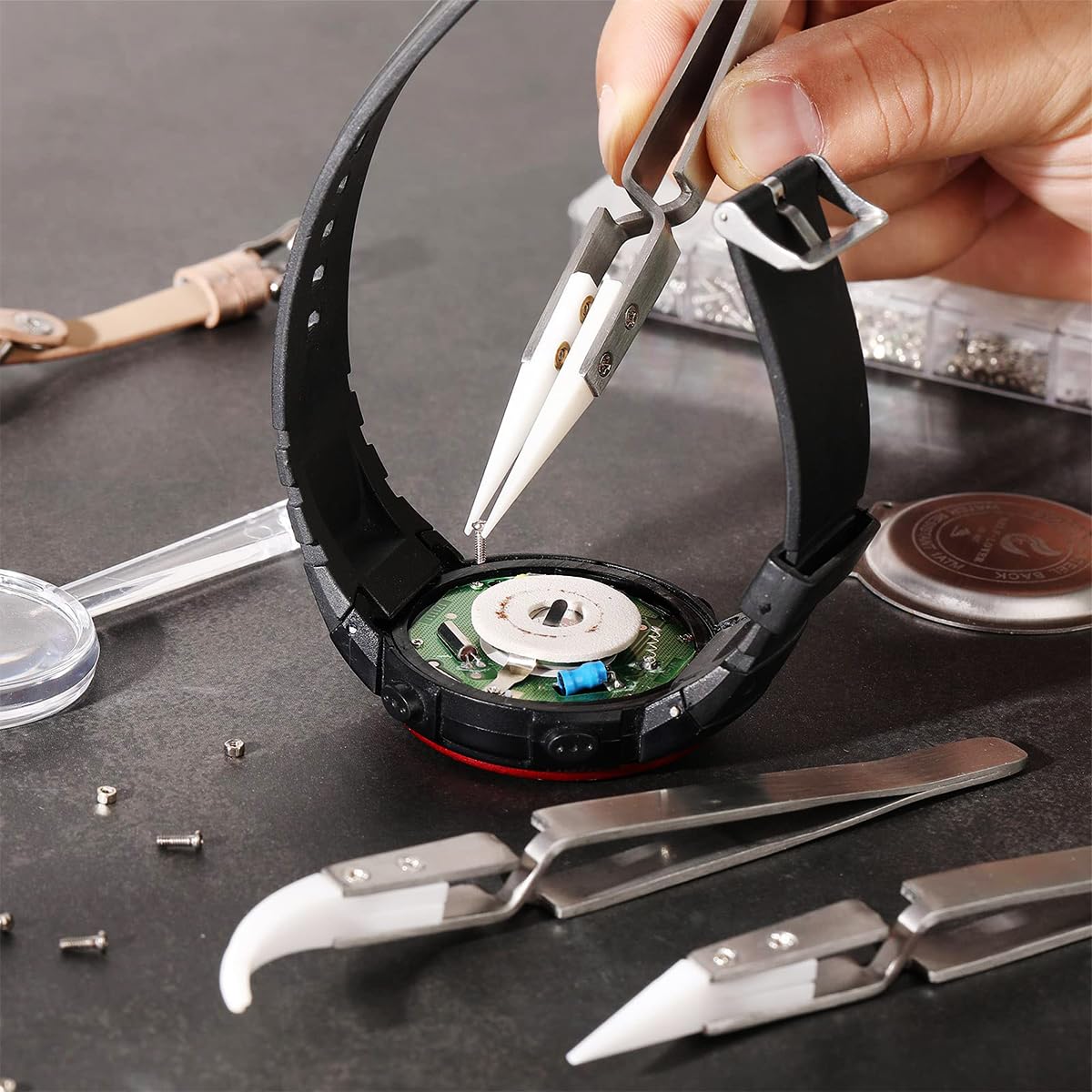 Serplex Electronics Tweezers 3pcs for PCB and 3D Printing featuring Heat Resistant Non Conductive Ceramic Tips