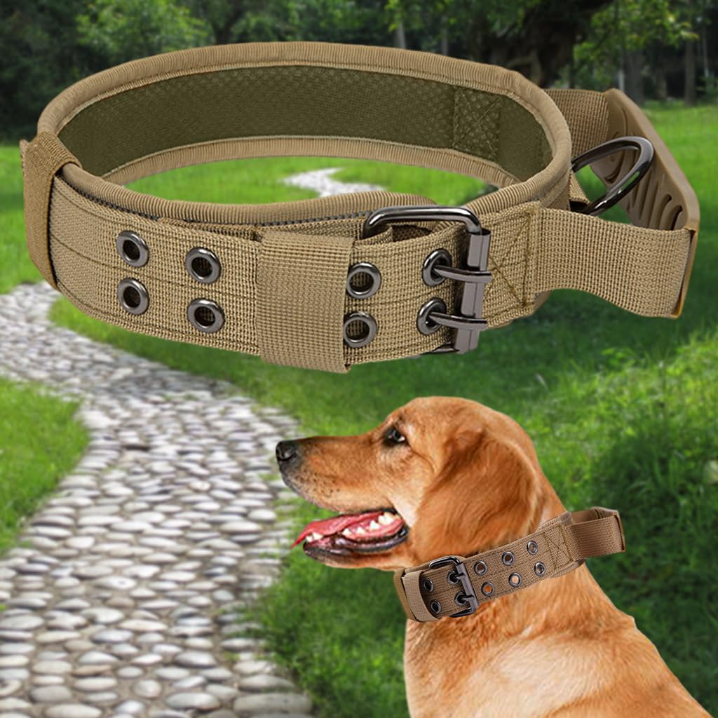 Qpets Dog Collar for Large Breeds featuring Control Handle & Metal D Ring | Reflective Nylon 75 cm