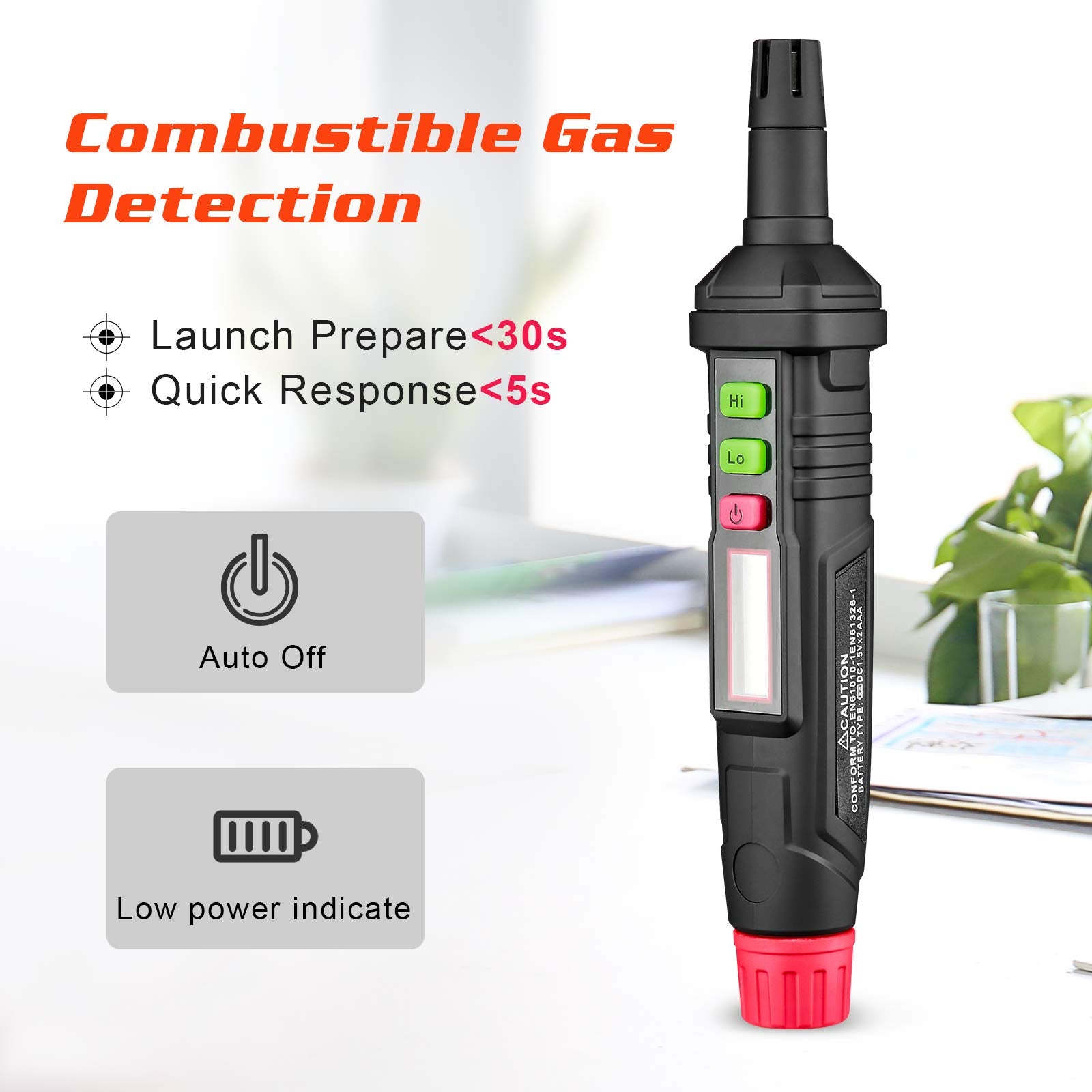 Portable LCD Gas Leakage Detector for Home with Dual Alarm and Adjustable Sensitivity | Detects Methane Propane Butane Carbon Monoxide up to 1000ppm