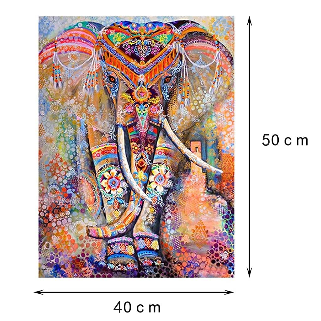 HASTHIP® Colorful Elephants DIY 5D Diamond Painting Full Drill Kits Crystal Embroidery Pictures Cross Stitch Art Craft for Home Decor Red 2 PCS