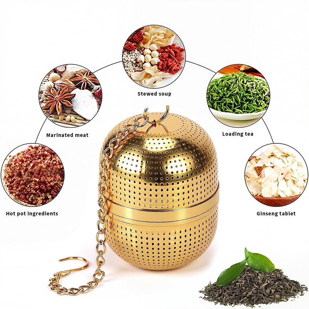 Supvox Tea Infuser for Loose Leaf Brewing with 2.1 in Mesh Strainer & Chain Lid | 304 Stainless Steel