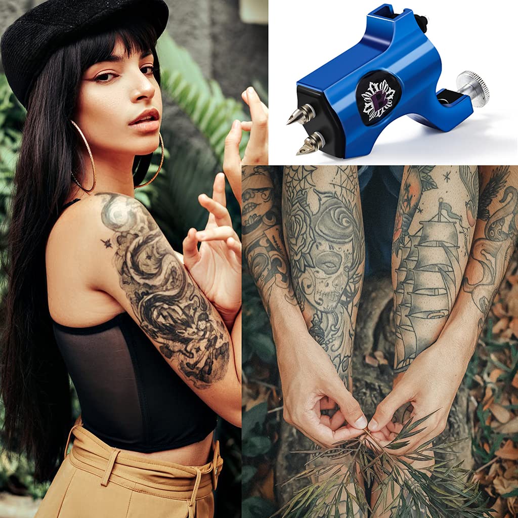 MAYCREATE® Rotary Tattoo Machine for Tattoo Artists Liner Shader Tattoo Motor Supply (Blue)