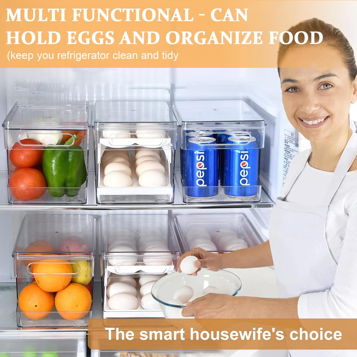 Supvox Automatic Egg Dispenser for Refrigerator with Double Track 24 Egg Capacity | White