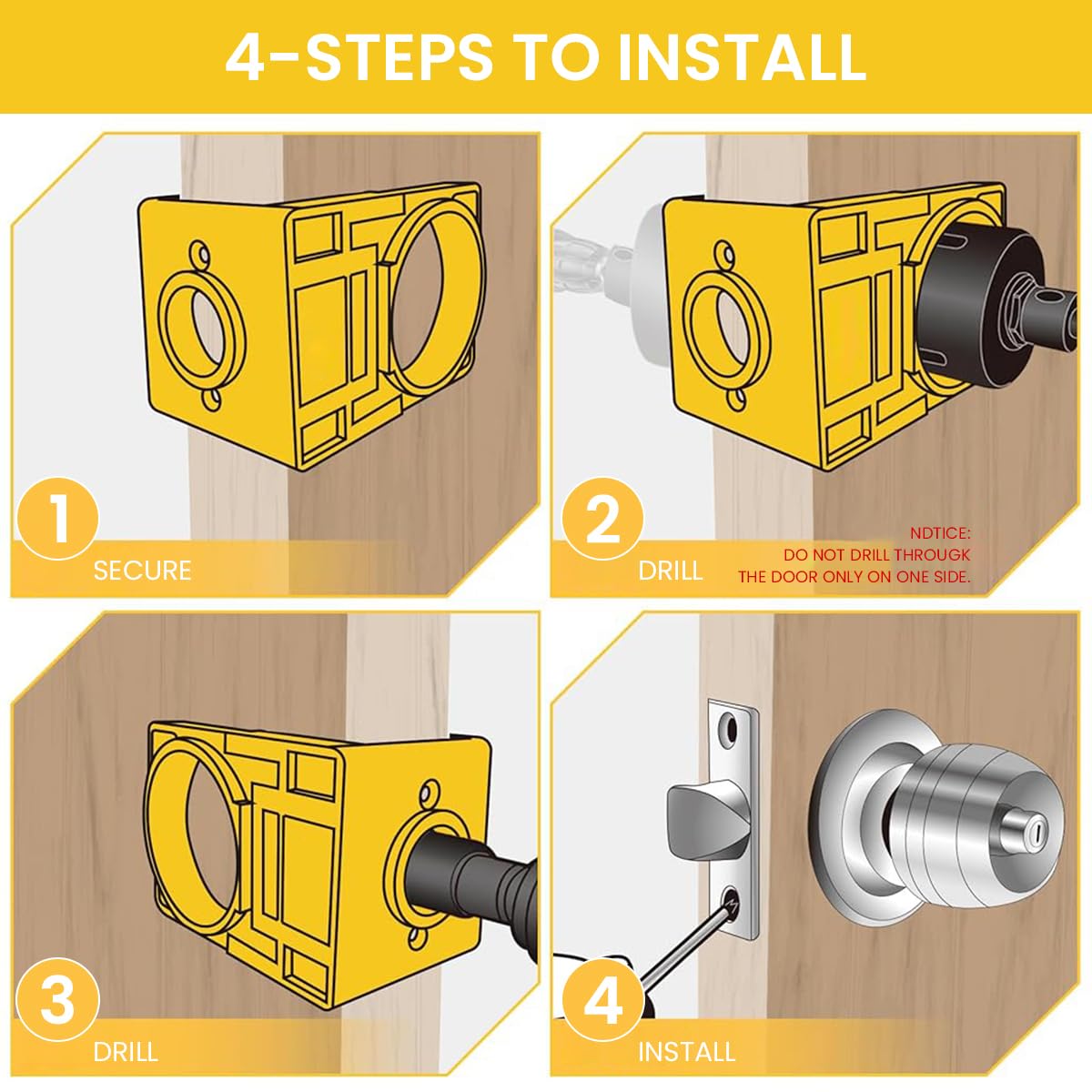 Serplex Impact Drill Attachment for Door Lock Installation with Hole Saw 1-3/8 to 1-3/4 in | Precision Keyhole Guide Kit