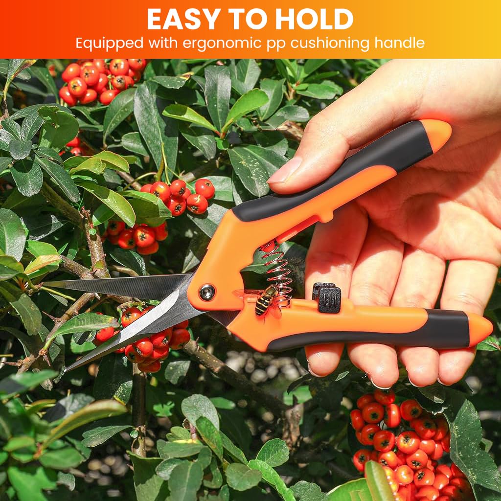 Supvox Gardening Scissor Set for Home Garden with 3Pcs 20cm Stainless Steel Shears | Plant Pruning Tools