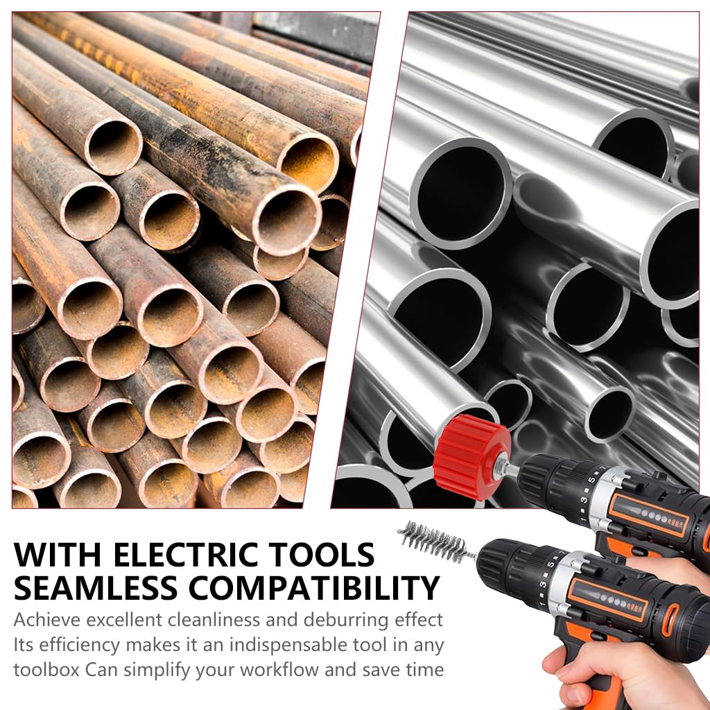 Serplex Copper Pipe Cleaner for Drill 9 Piece Set with Stainless Steel Wire Brush | Cleans Copper Bronze and Brass Tubes