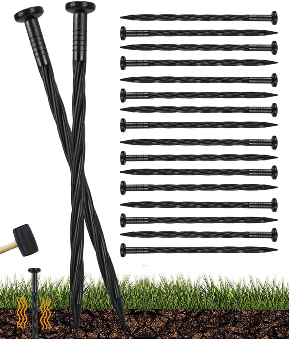 HASTHIP 30 Pcs Garden Stakes Landscape Staples for Securing Landscape Fabric, Outdoor Heavy Duty Tent Stakes, Multi Camping Windproof Nails, Plastic Ground Stakes Staples Securing Pegs (7.87 In)