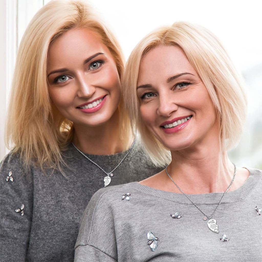 Venzina Necklace for Women with 50cm Chain Featuring Matching Heart Pendants | Mother Daughter Gift