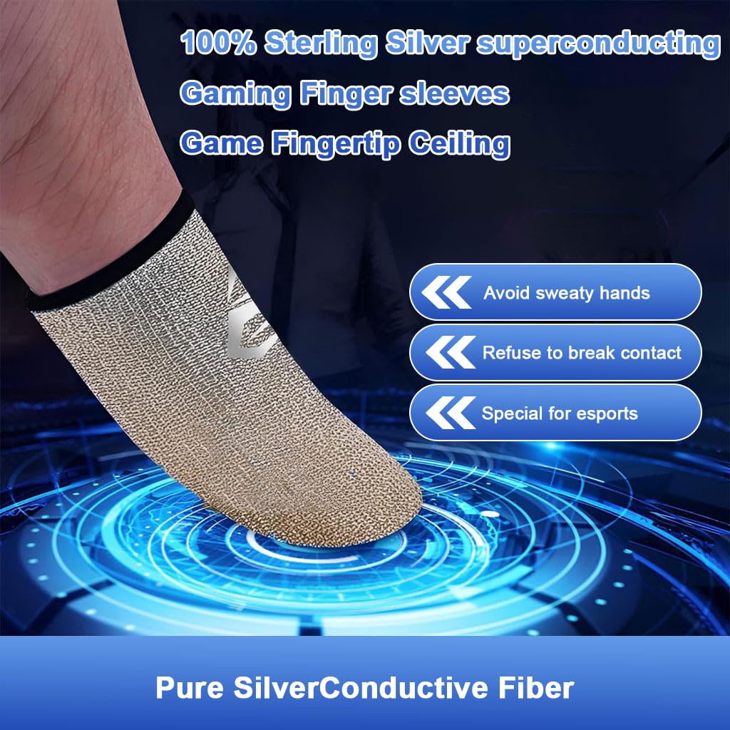 ZORBES Gaming Finger Cots for Mobile Players with Conductive Silver Fiber | 6 PCS Breathable Non Slip Design