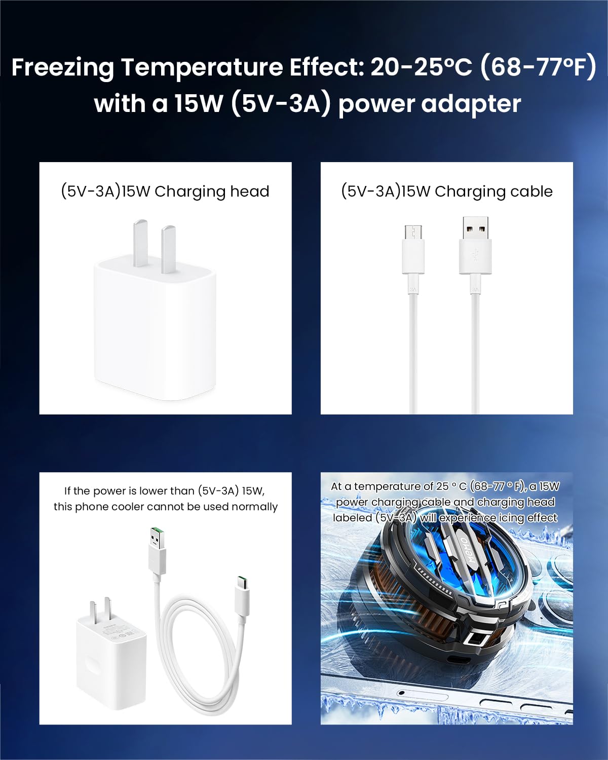 Phone Cooler for Gaming and Live Streaming with Semiconductor Cooling 15W USB Power | Quiet Turbo Fan for iPhone and Android Devices