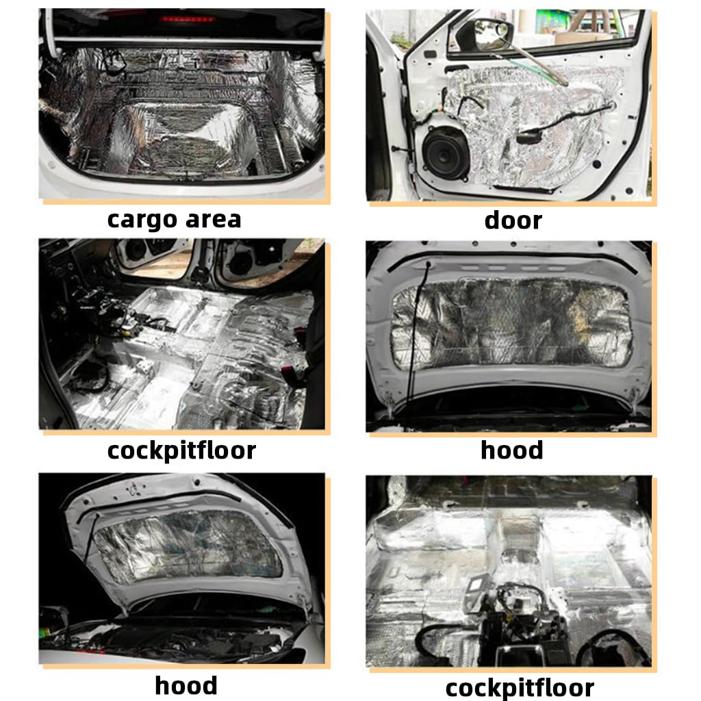 STHIRA Noise Dampening Mats for Cars with 5mm Foil Foam and Self-Adhesive Backing | 5pcs 50x30cm Trim-to-Fit Sound Insulation Sheets
