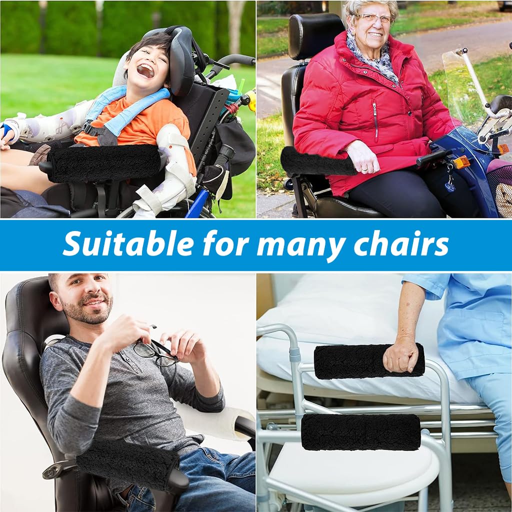 HANNEA Armrest Pads 2Pcs for Office Chair and Wheelchair featuring Hook and Loop Design | Soft Velvet Cushions for Universal Comfort and Support