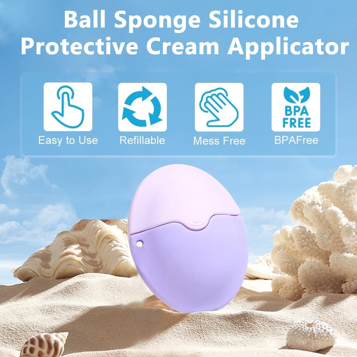 MAYCREATE Sunscreen Applicator for Beach and Travel with Roller Design and Silicone Housing | Lid and Lanyard