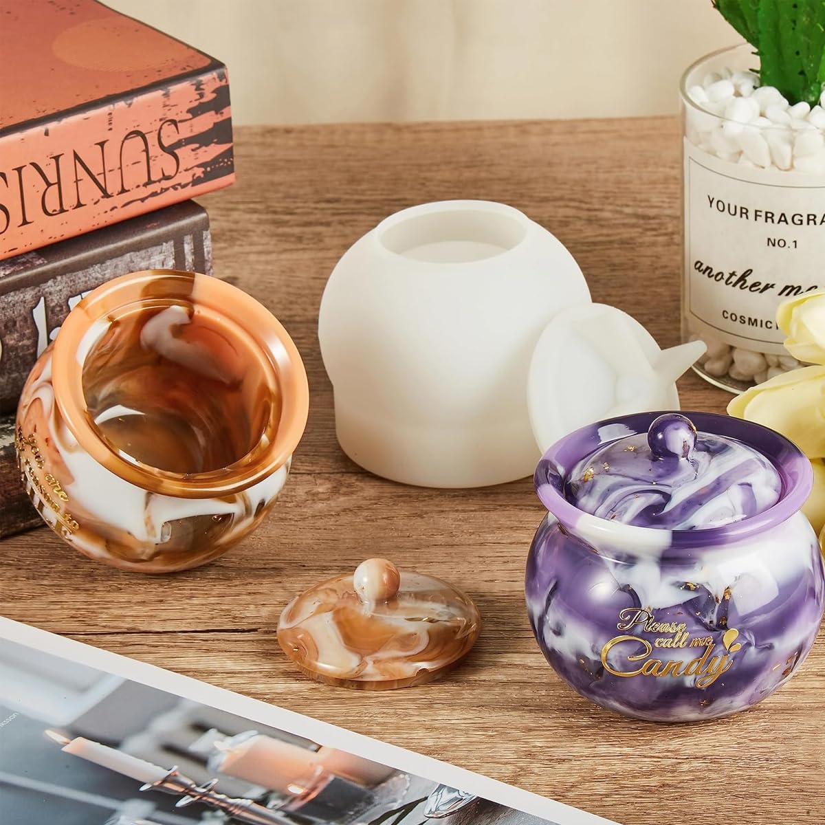 HASTHIP Jar Resin Molds for DIY Jewelry Storage and Home Décor featuring Lid Mold | Flexible Silicone for Easy Demolding