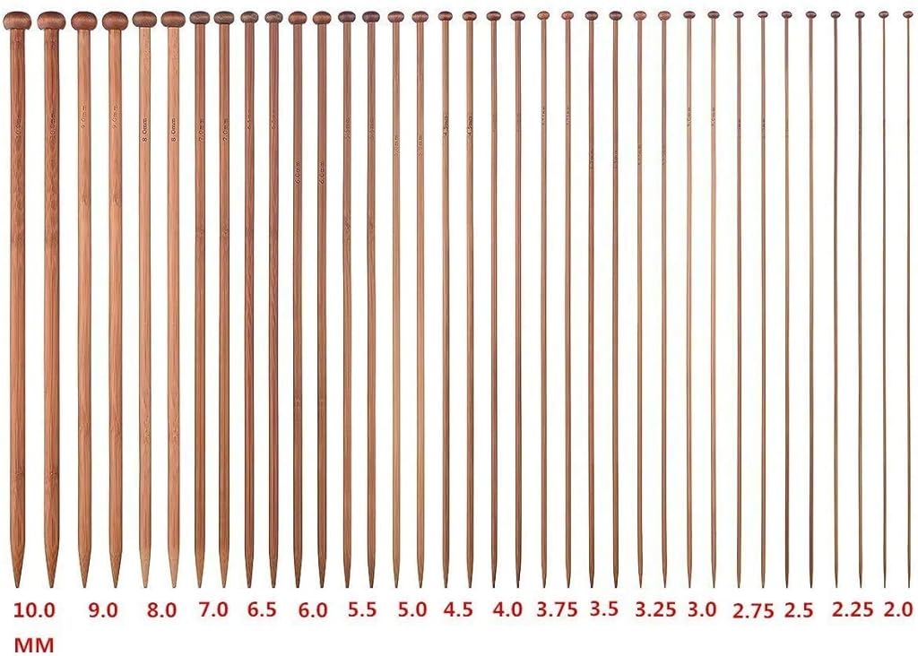 ELEPHANTBOAT® 36PCS Wood Knitting Needle Set Small to Large 2-10mm Sturdy Round Blunt Yarn Needles Tool Kit