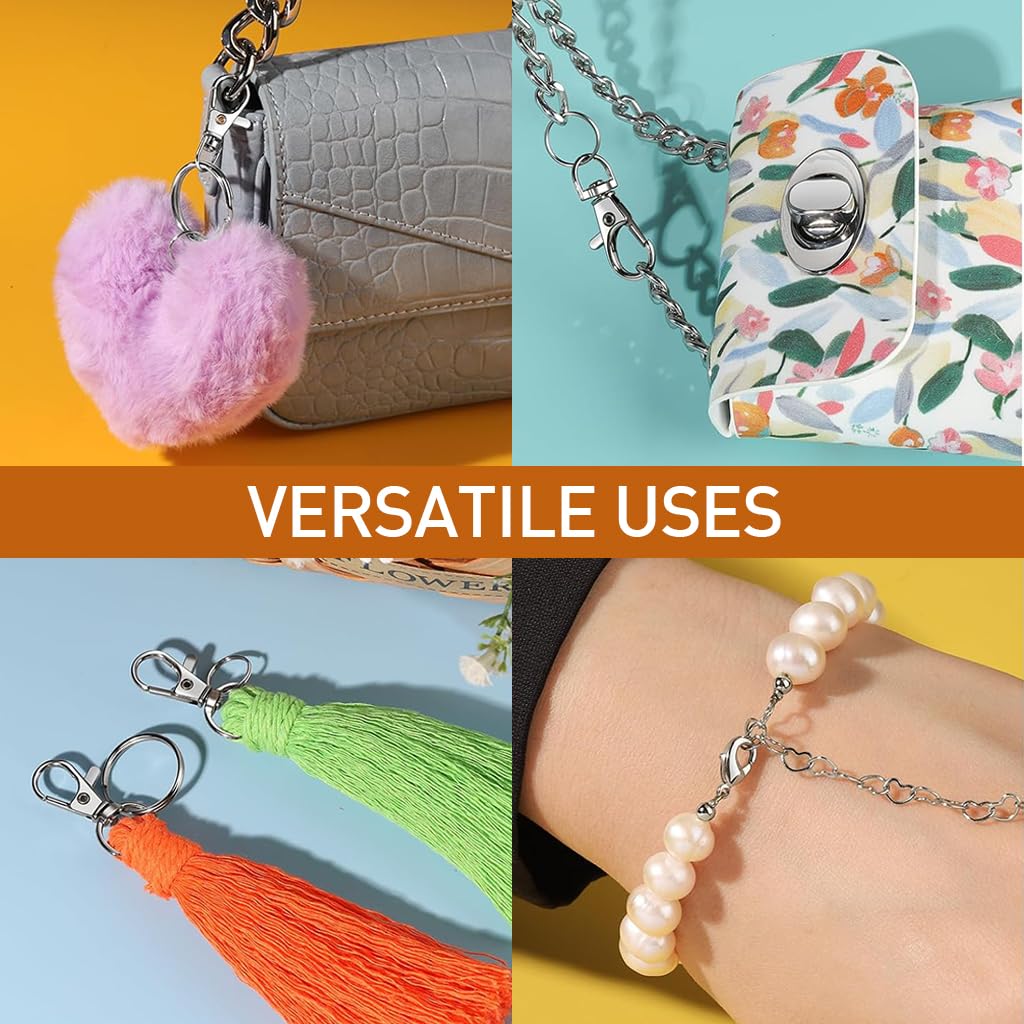 HASTHIP Keychain Clips Kit with 265pcs Metal Swivel Hooks and Rings for DIY Crafts | Organizer Set