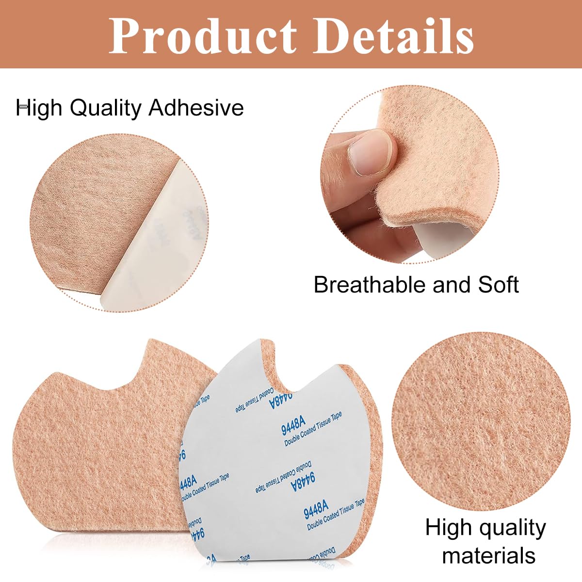 MAYCREATE Foot Cushion Shoe Insoles for Pain Relief with Self Adhesive Wool Felt | 3 Pairs