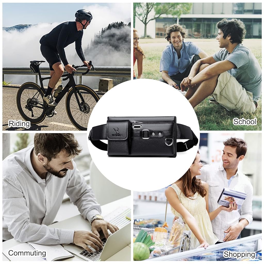 ZIBUYU Waist Bag for Men featuring Quick Release Buckle and Adjustable Strap | PU Leather Chest and Shoulder Bag for Travel