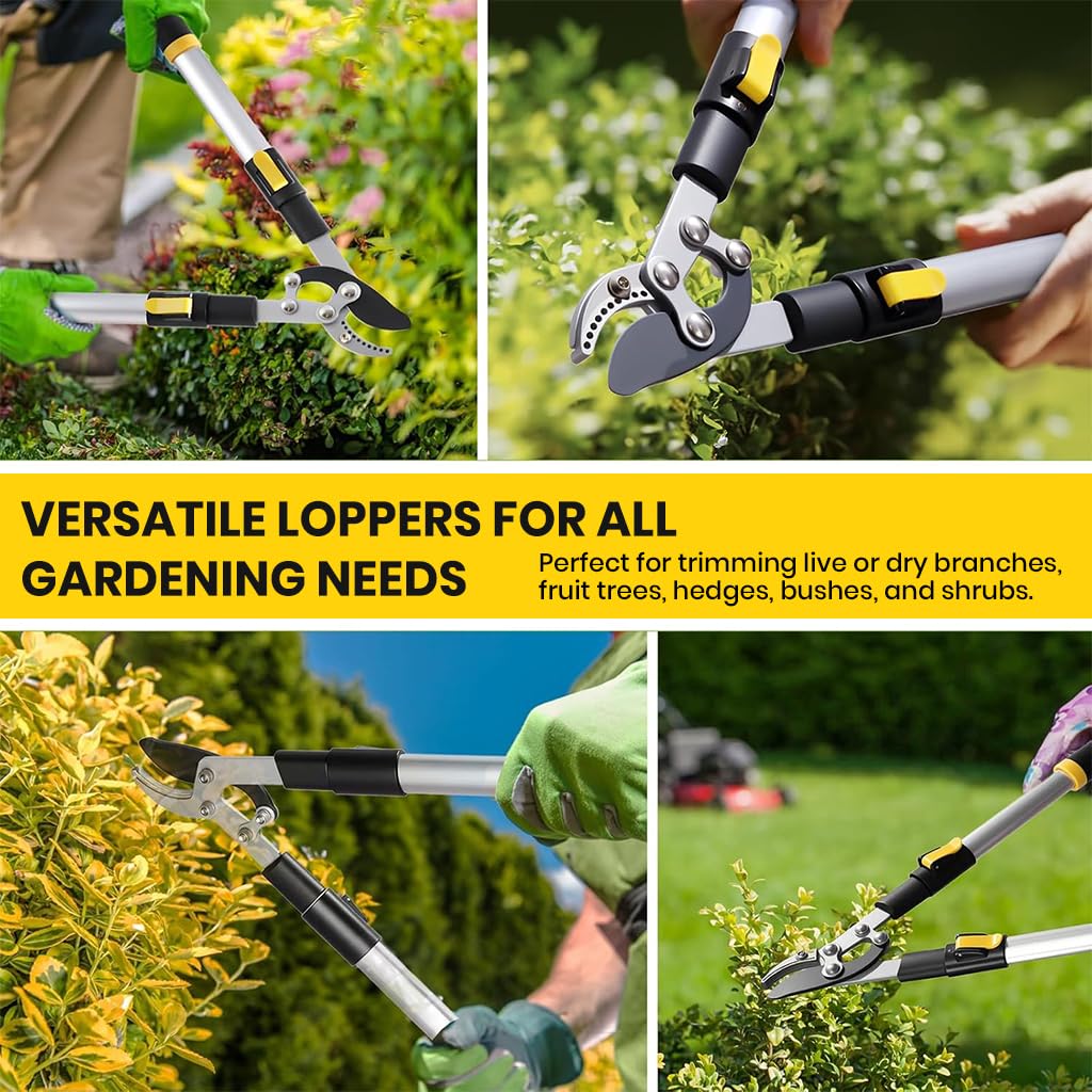 HASTHIP Telescopic Aluminum Loppers for Tree Trimming with SK5 Steel Blade and 28–41 in Extendable Handle