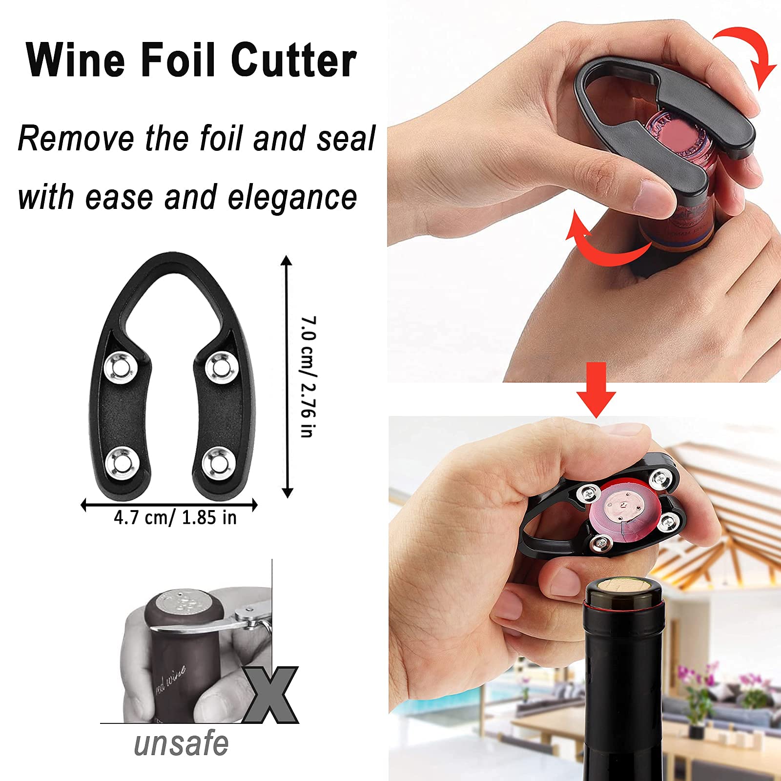 HASTHIP® 3PCS Upgrade Multifunctional Wing Corkscrew Beer Bottle Opener Gift Set with Bottles Stopper and Foil Cutter Waiters Cork Remover for Kitchen,Restaurant,Chateau Bars