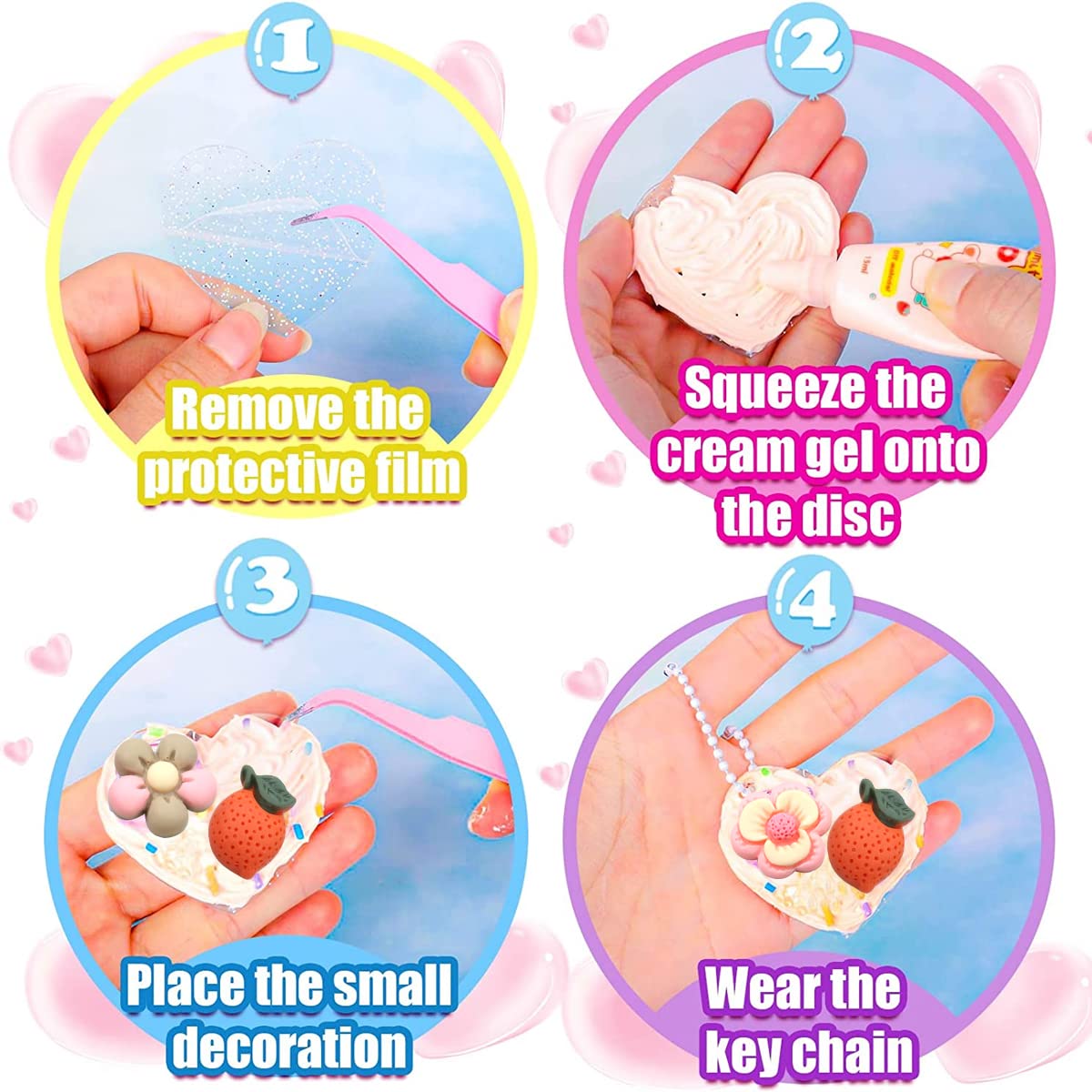 HASTHIP Children's 3D Stickers Set for DIY Crafts with 193 pcs and Cream Glue Kit | Gift for Girls