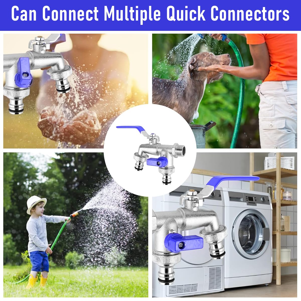 HASTHIP Double Valve Water Tap for Garden Use with 1/2 inch Connection and Dual Outlet Control