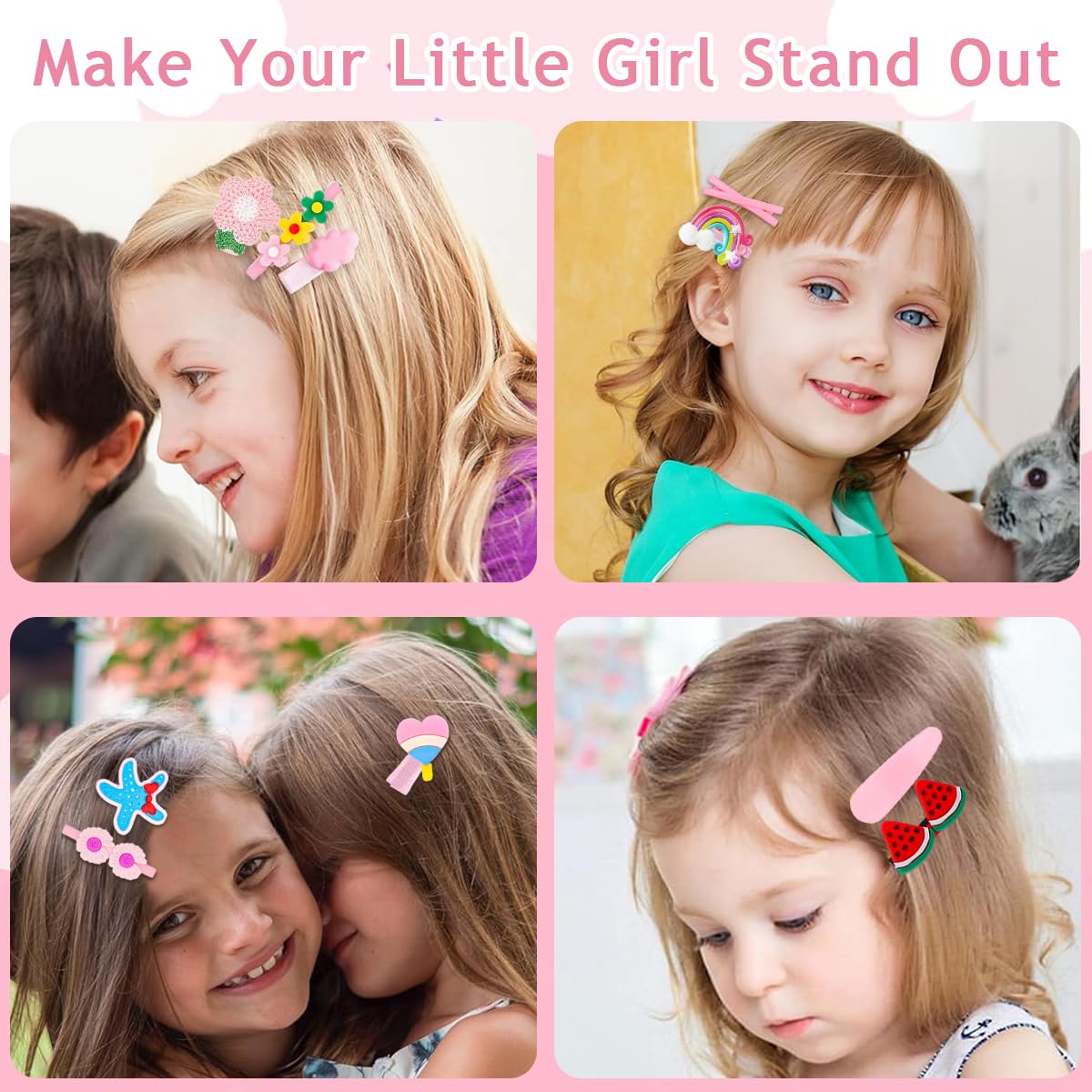 ZIBUYU Hair Clips Set for Girls with 14 Colorful Cartoon Designs | Cute Kids Hair Accessories