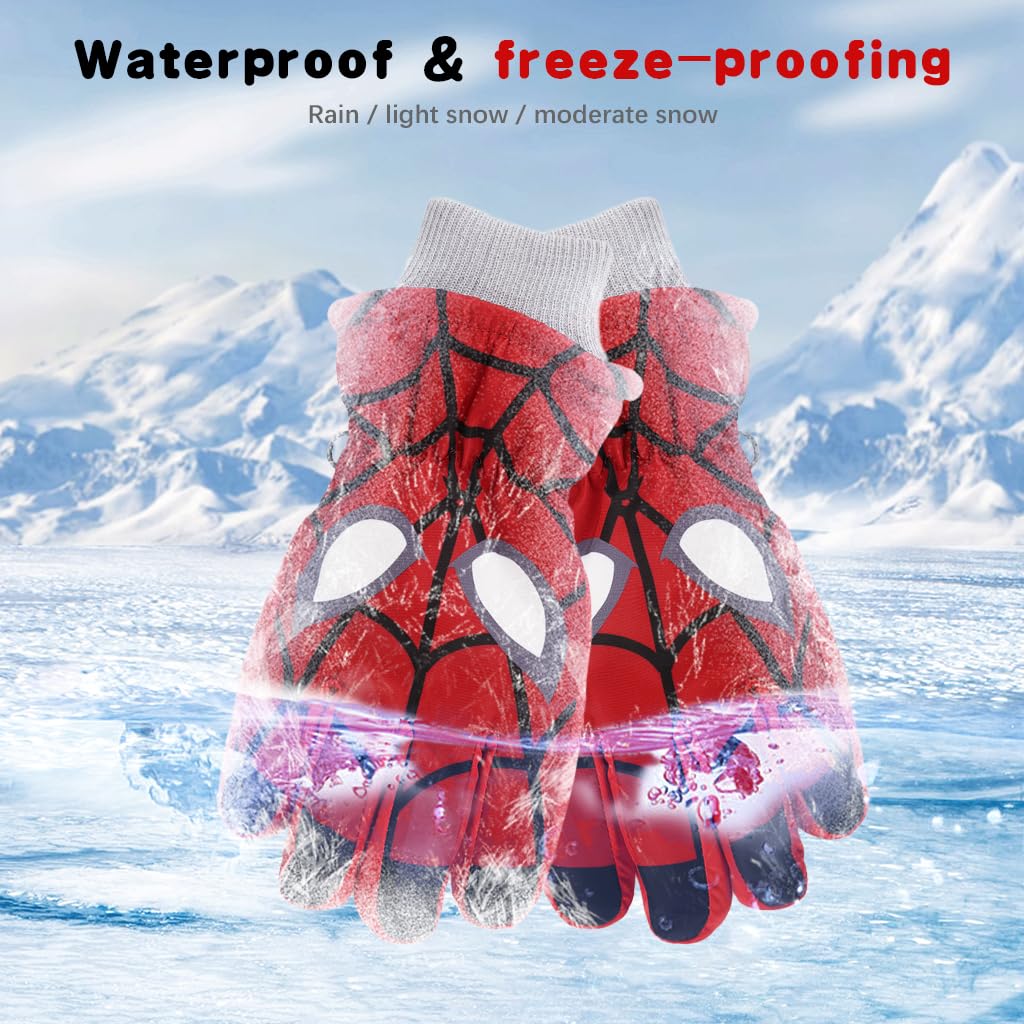 PATPAT Kids Winter Gloves for Outdoor Riding with Touch Screen and Anti Slip Design | Waterproof Warm Fleece for Boys Aged 7–14