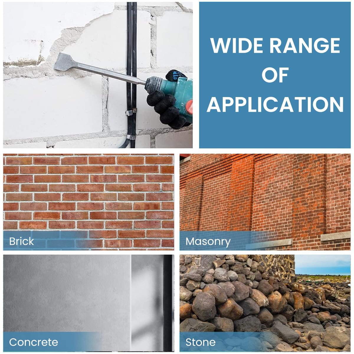 Serplex Chisel Set for Masonry and Concrete with SDS Plus Shanks and Hardened Steel | 4Pcs Rotary Hammer Bits