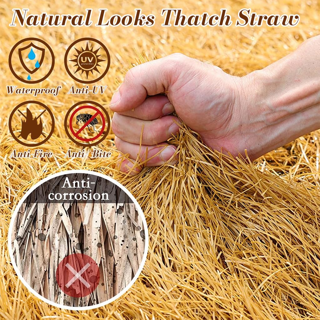 HASTHIP Synthetic Thatch Roof Panel for Tiki Bar Gazebo and Garden | 50×200cm Roll with Anti Slip UV Resistant Design